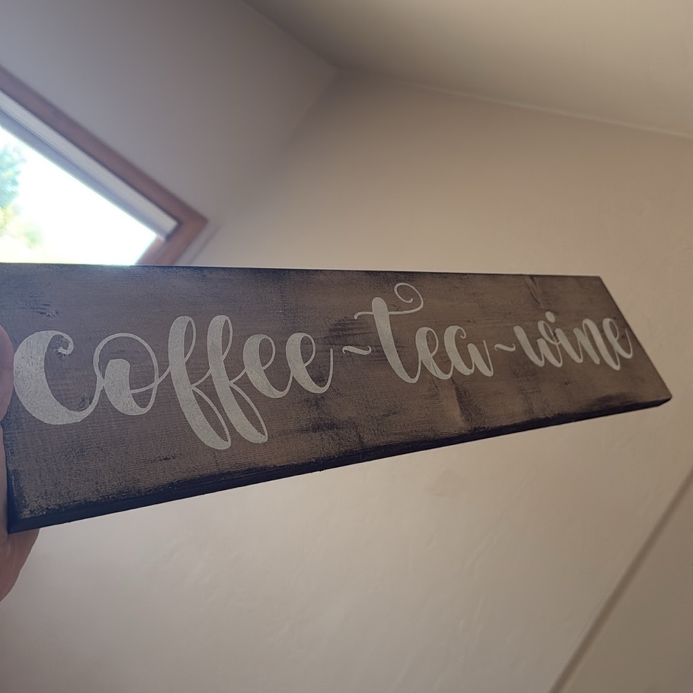 Rustic Wooden Kitchen Sign - Coffee, Tea, Wine - Picture 8 of 8